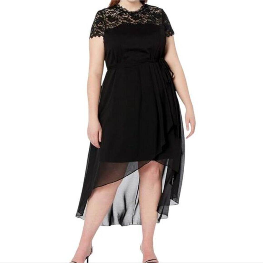 City Chic Maxi‎ Lace Angel Elegant Black Lace Overlay Dress Plus Size 24 XXL NEW